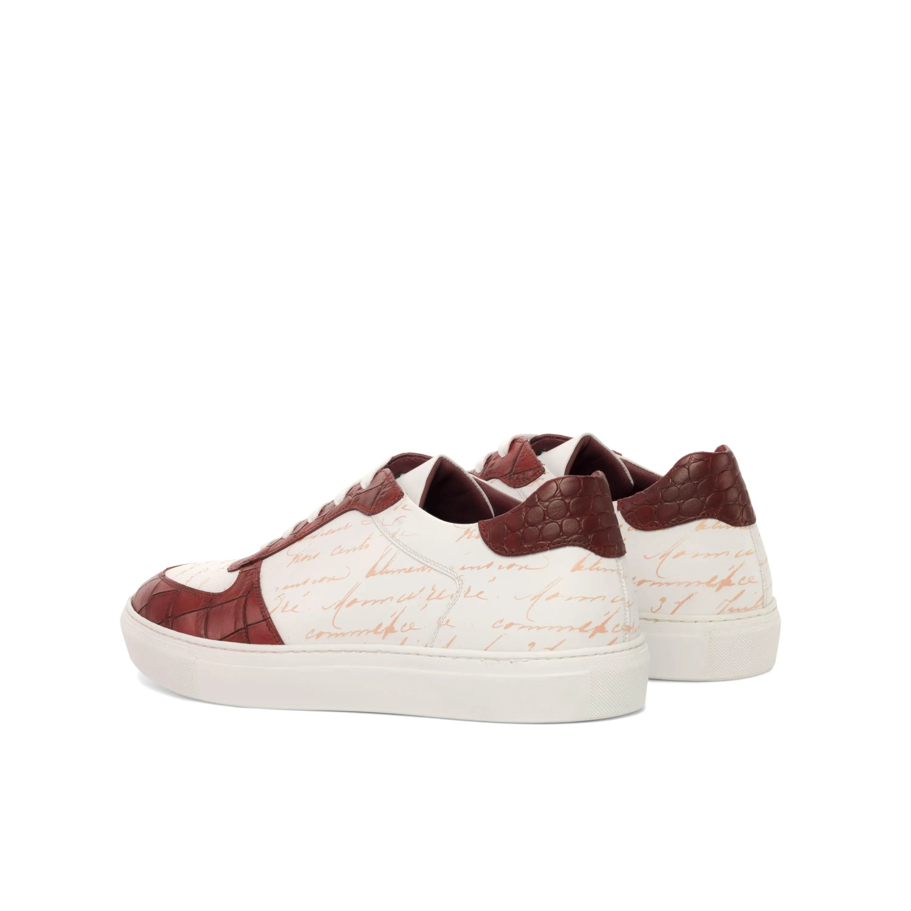 Philosopher low burgundy white trainer sneakers luxury bespoke shoes for men
