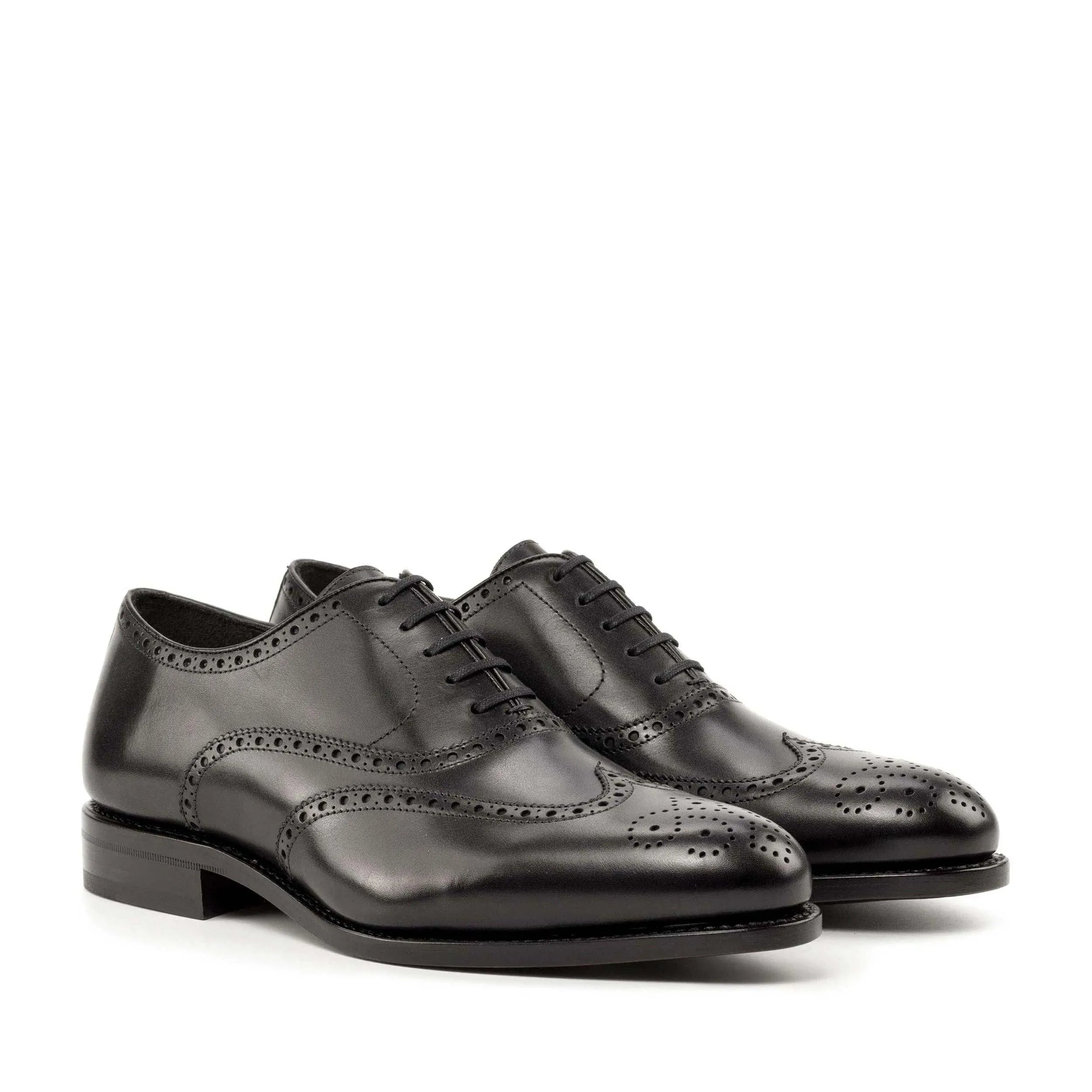 Pair of black leather Rover full brogue shoes II, back view