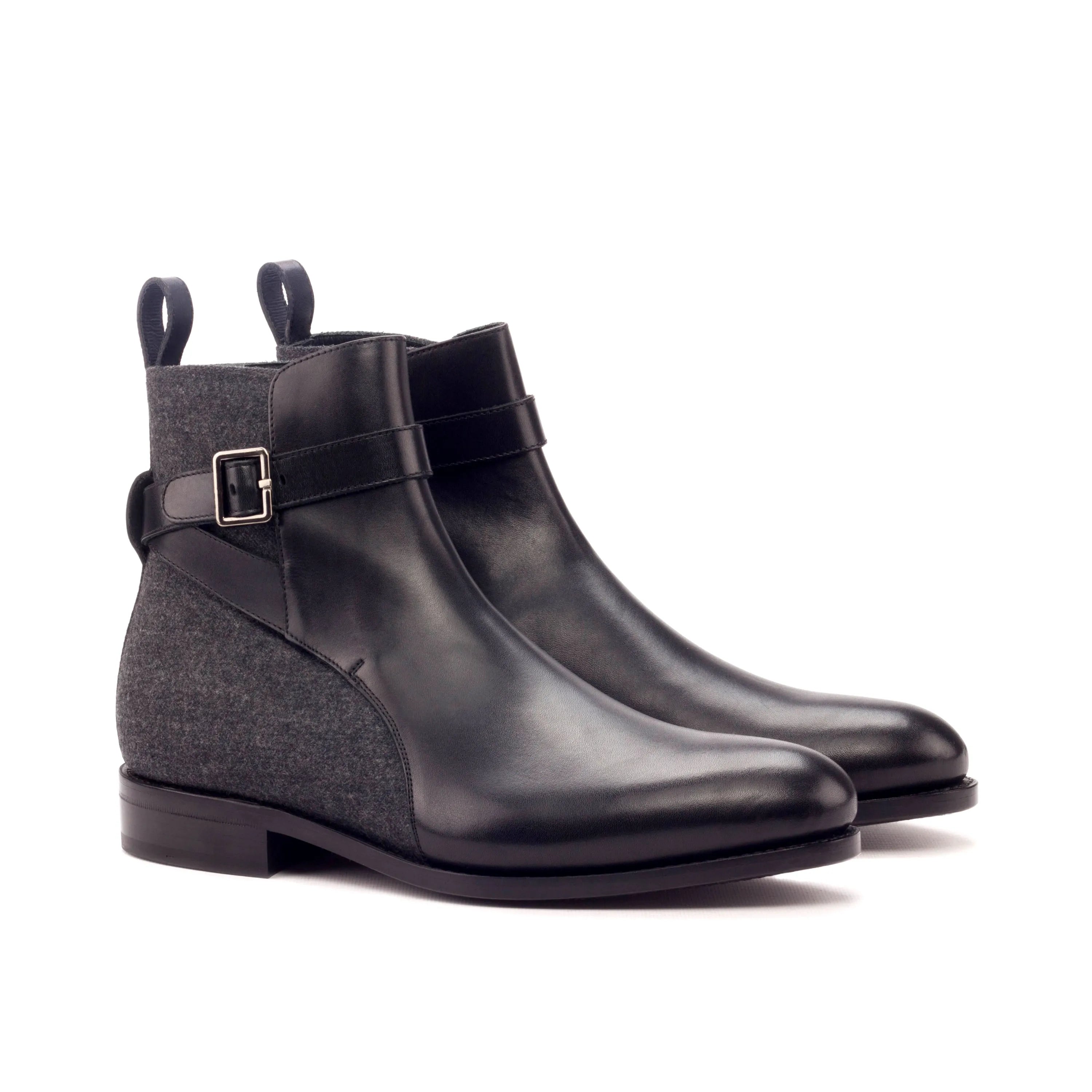 Pair of black leather Singapor Jodhpur Boots with buckle