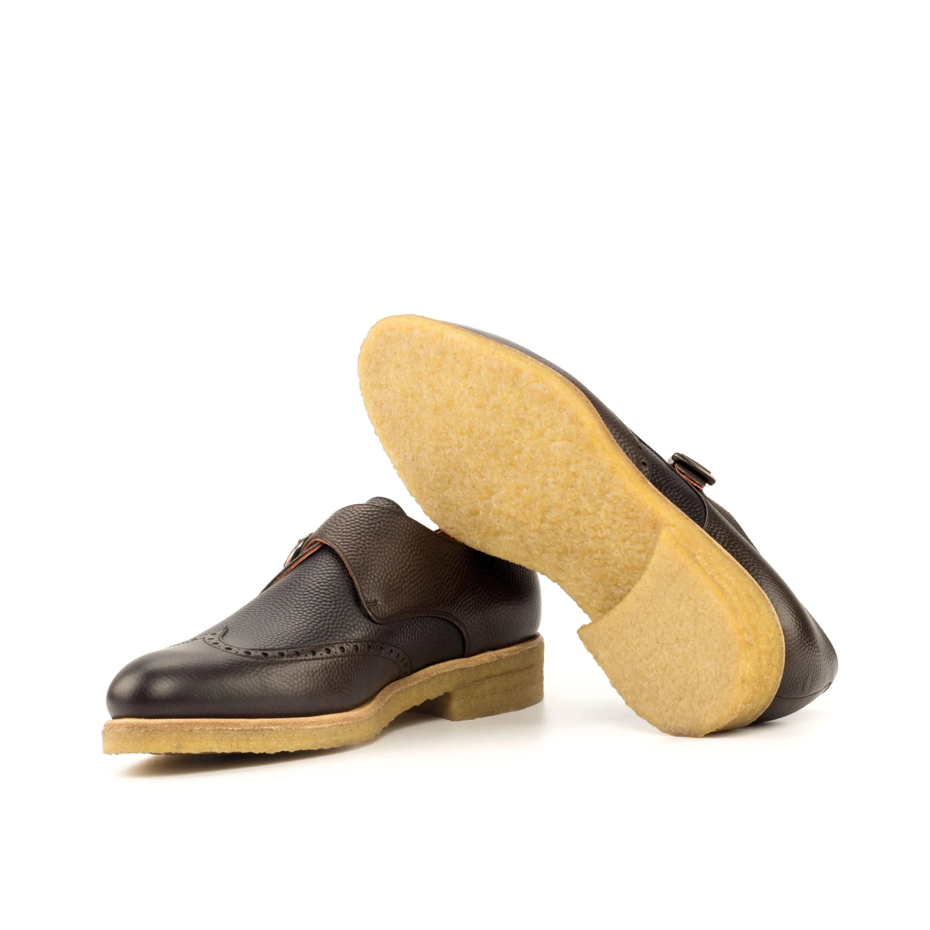 Brown pebble grain Sioux Single Monk Shoes II back view