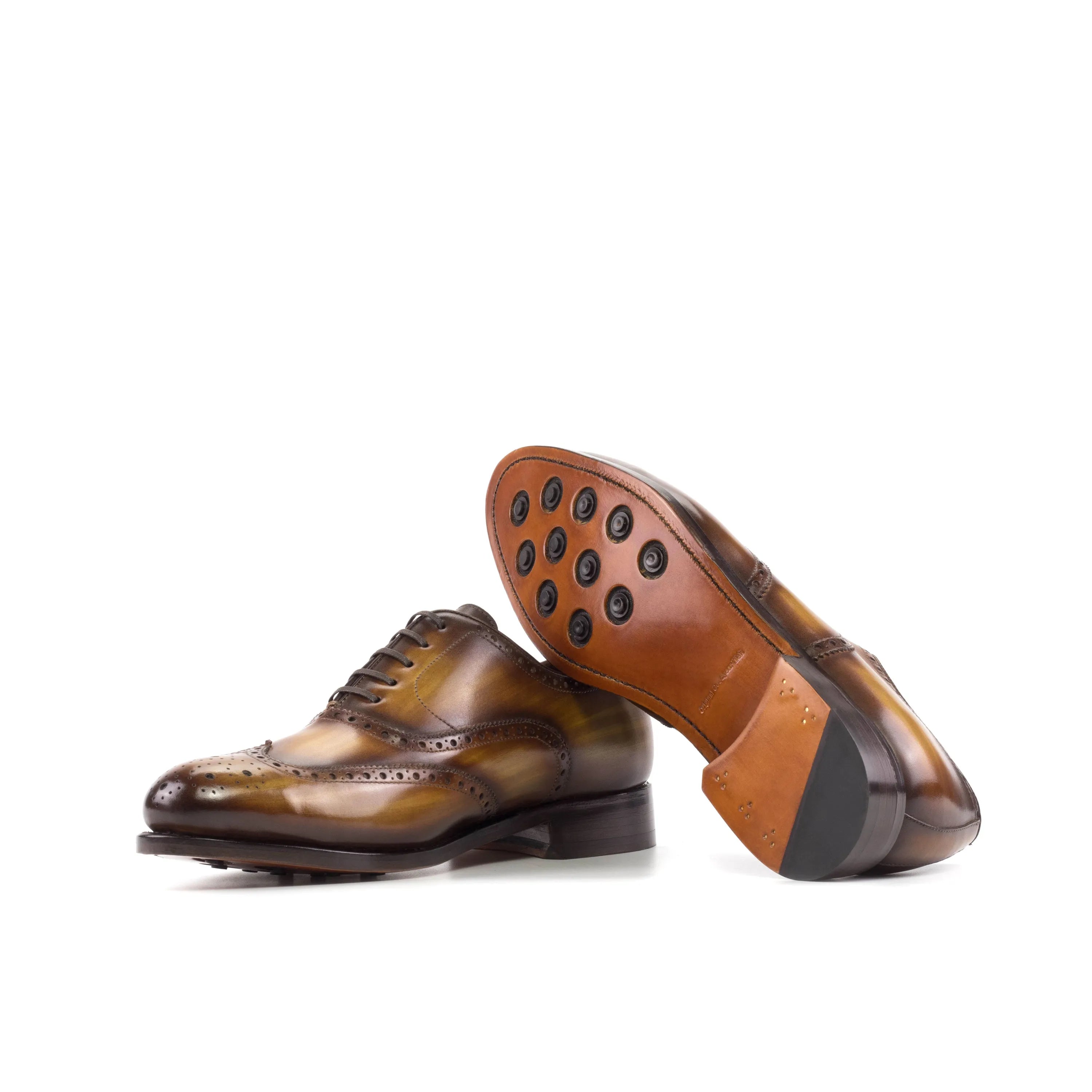 Spectral patina full brogue shoes in brown leather, fast lane style