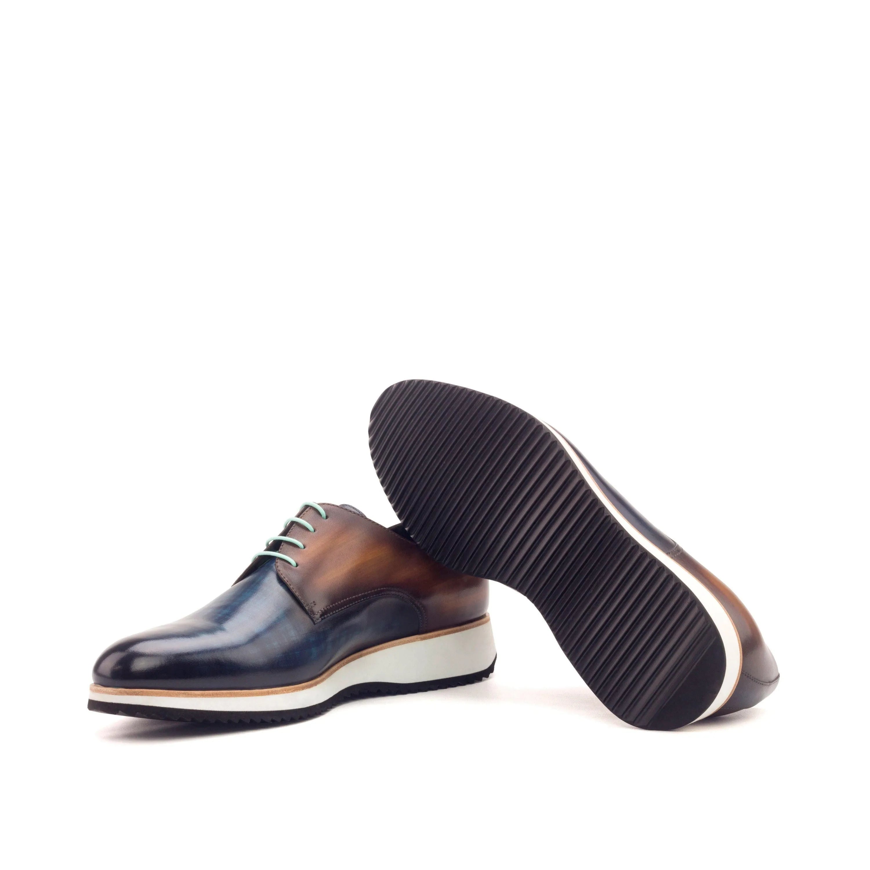Testino 2 derby patina II two-toned leather rounded toe shoes