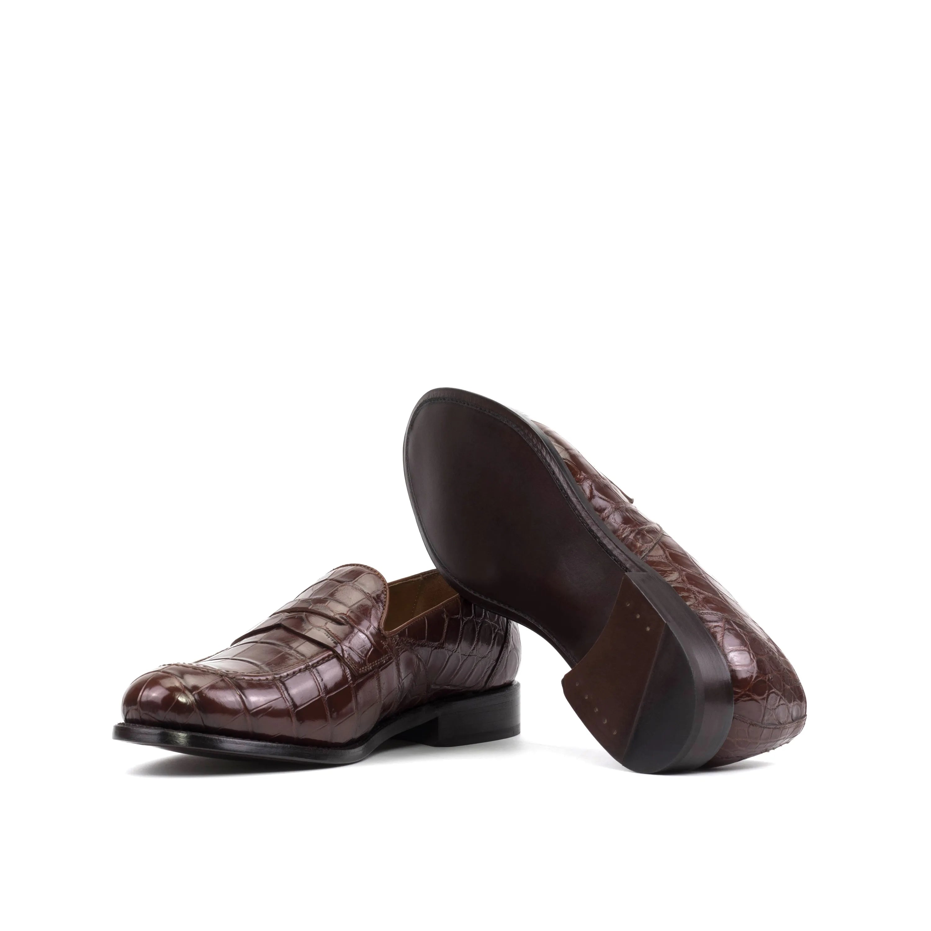 TheDon Alligator Loafers II in brown crocodile-patterned leather