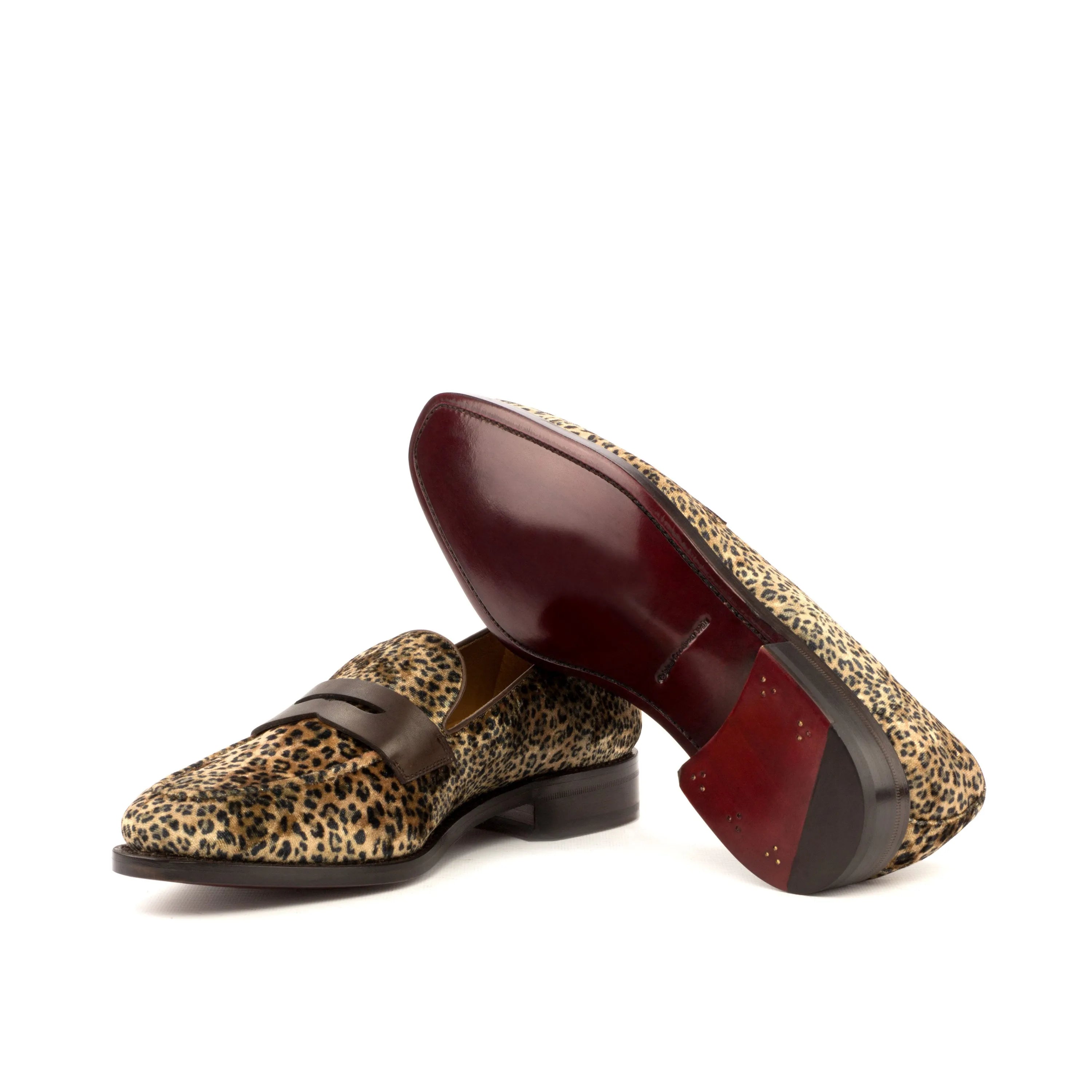 Tilluis loafers in leopard print leather, luxury bespoke shoes for men