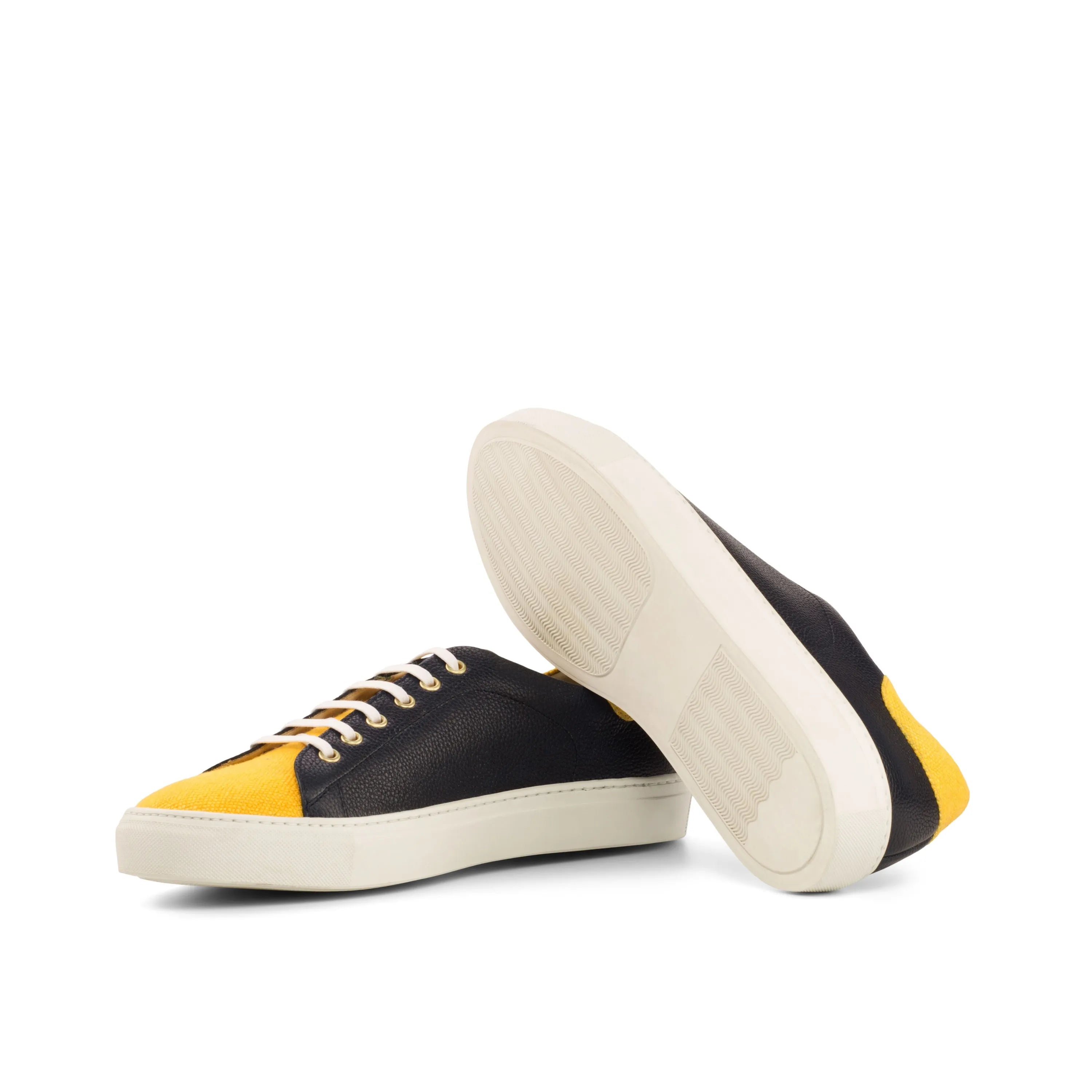 Black and yellow Tima67 trainer sneaker leather shoes
