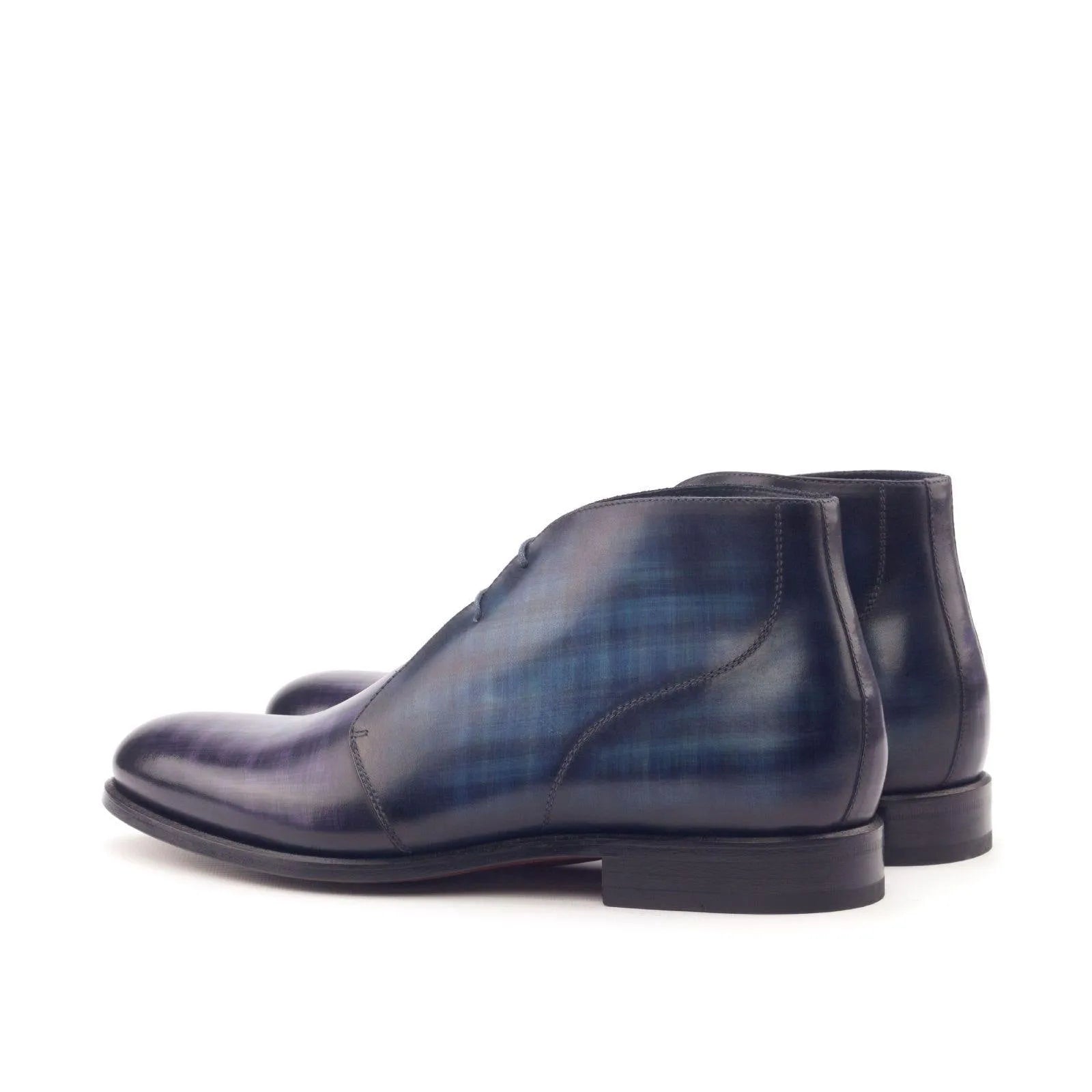 Toka Patina Chukkas blue leather chukka boots with crust patina