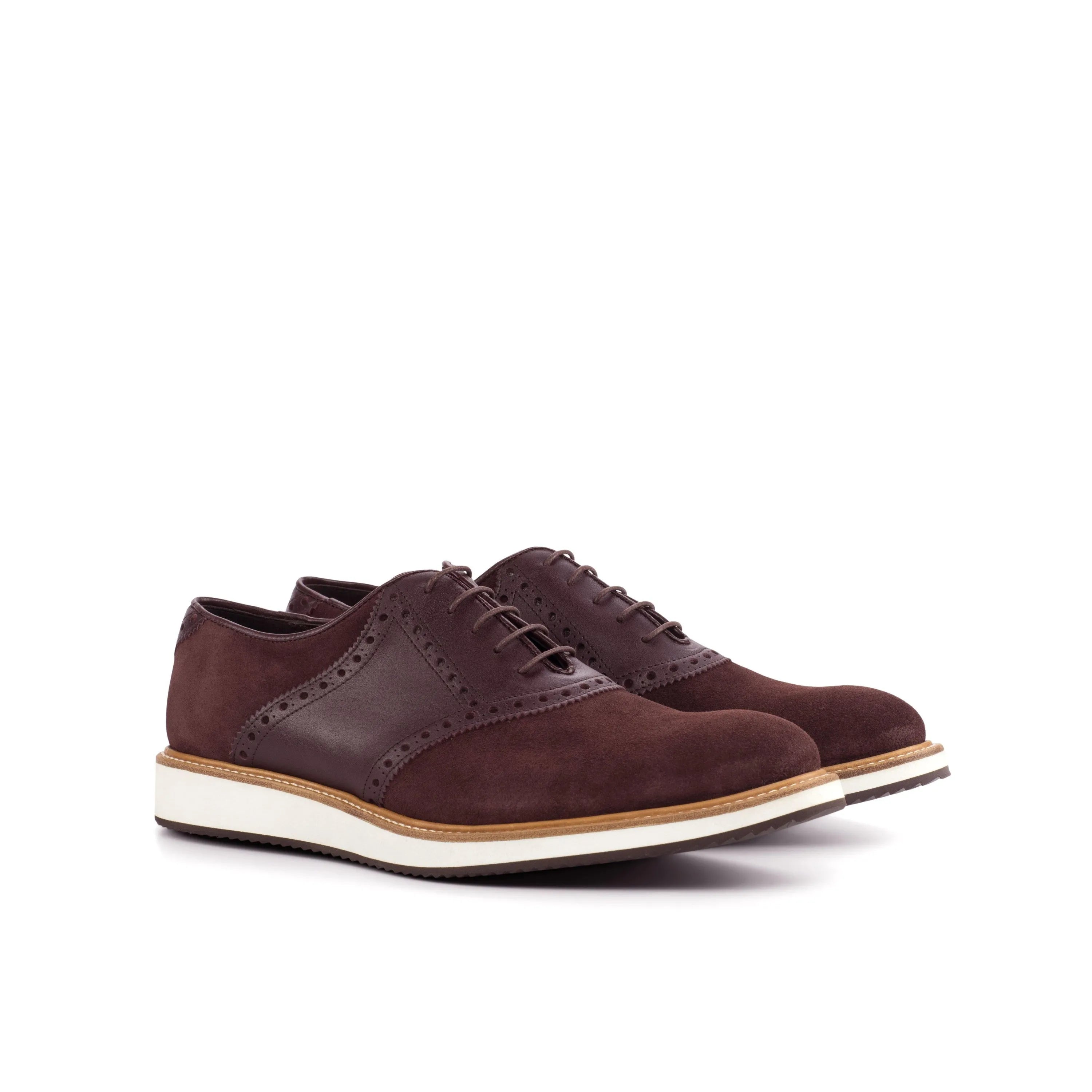 Burgundy leather TR91 saddle shoes back view