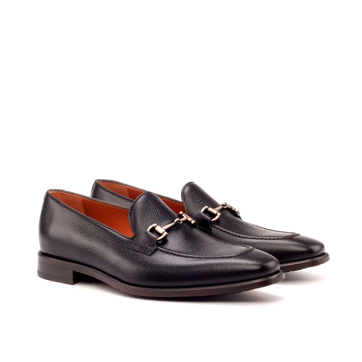 Trilo Loafers II black leather horsebit shoes with dark brown leather sole