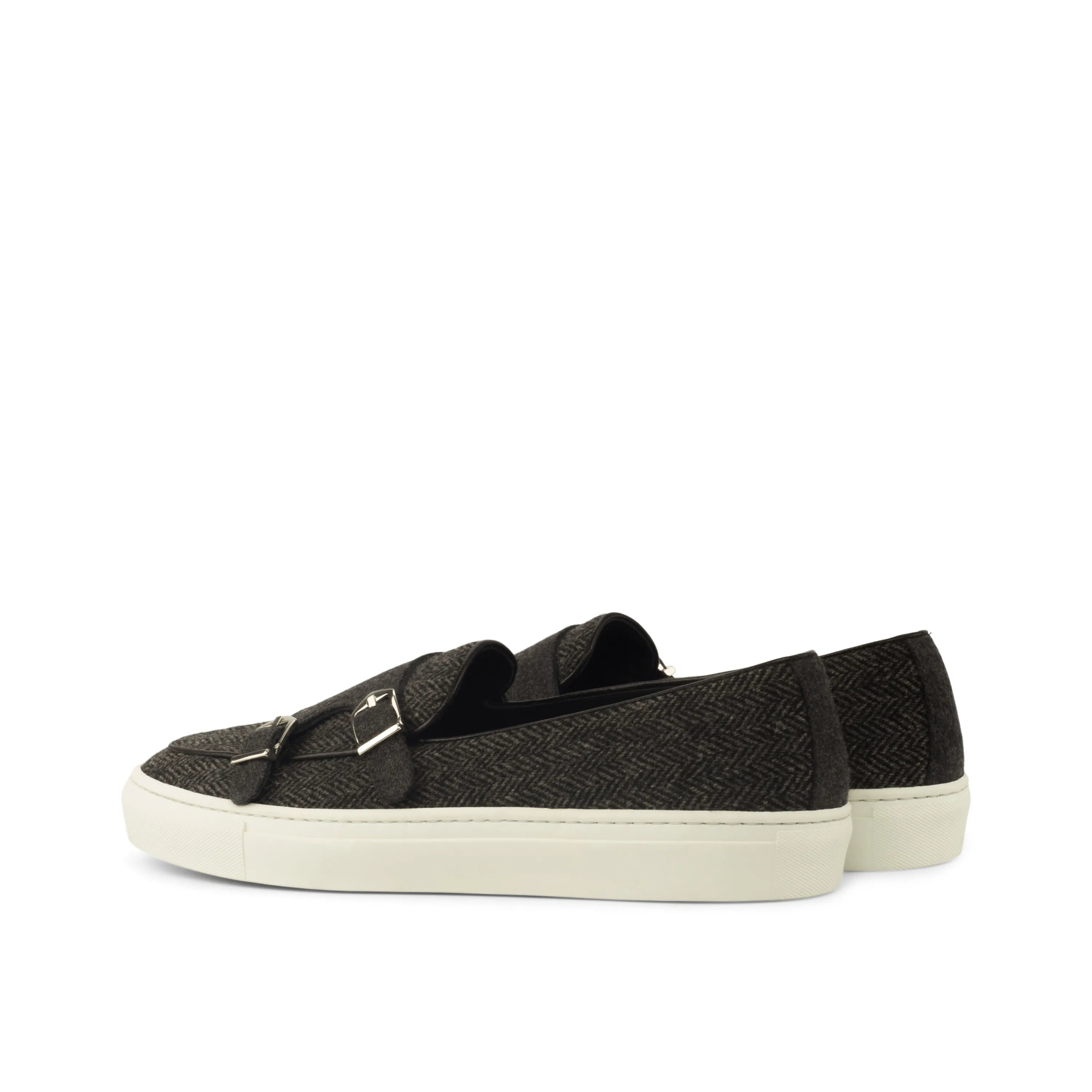 Black Trove monk sneaker with double monk strap slip-on design