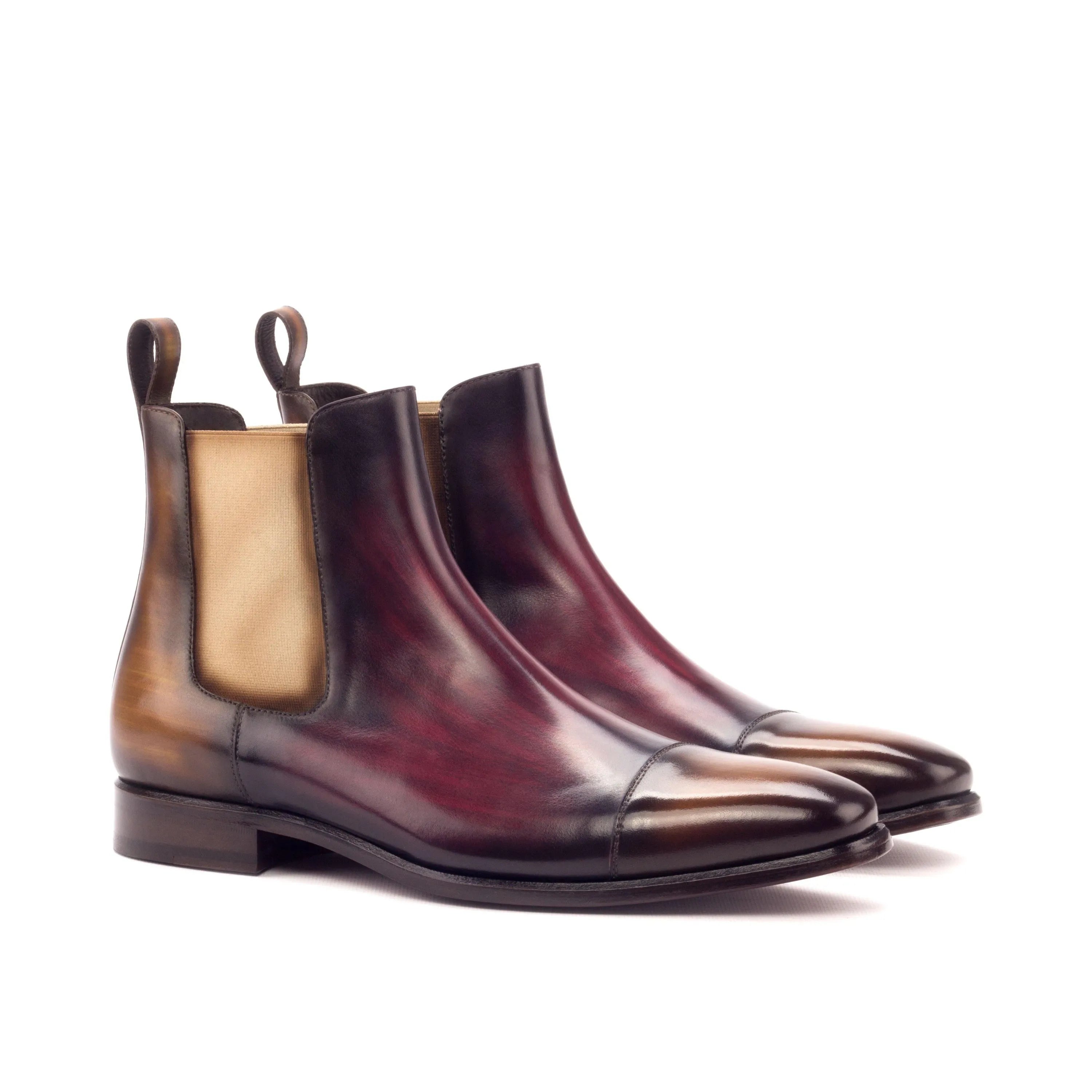 Utah Patina Chelsea boots in burgundy leather with crust patina