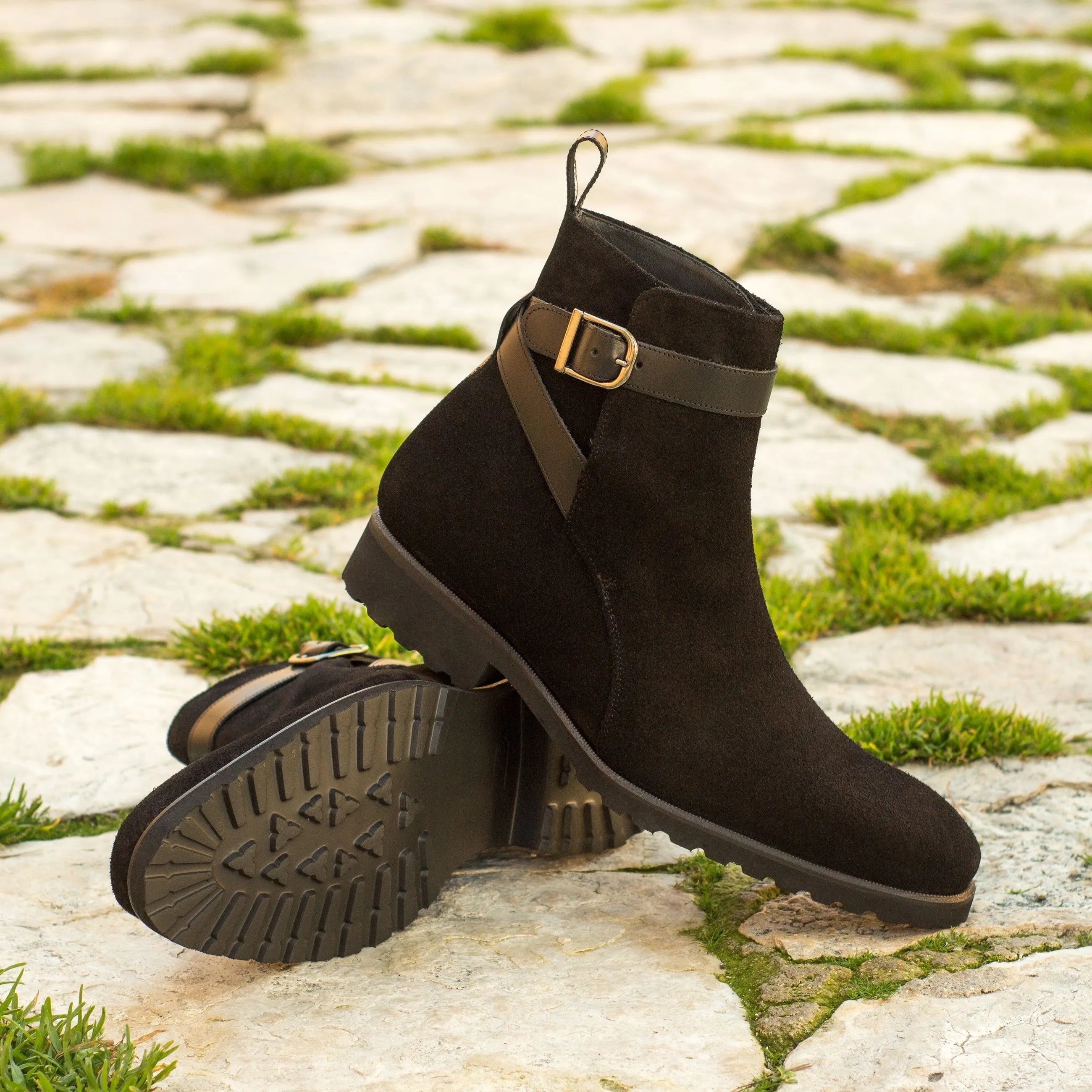 Black suede Vito Jodhpur Boots with ankle buckle