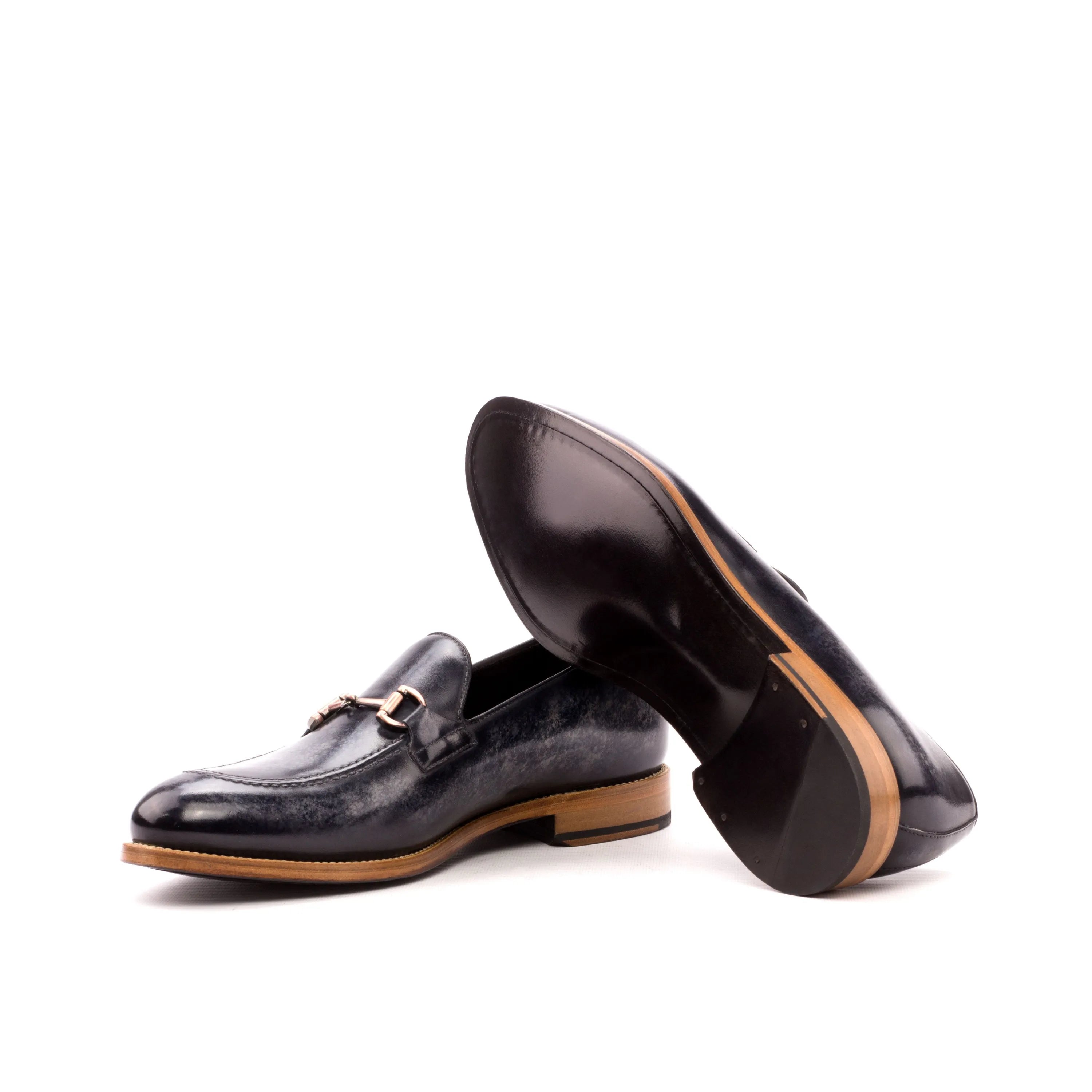 Pair of dark leather Vosko Patina loafers