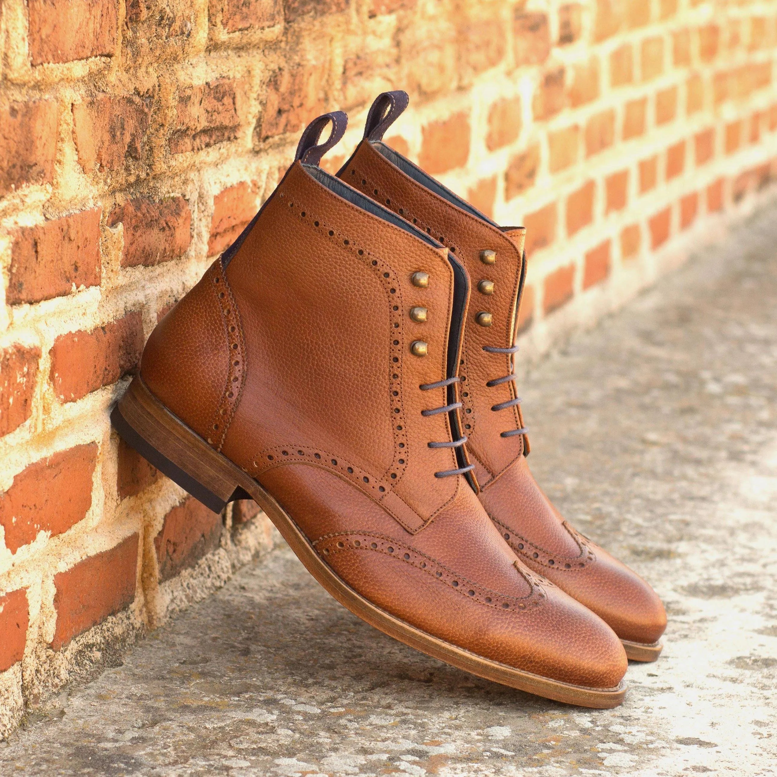 Y03 Military Brogue Boots II brown leather wingtip military brogue boots