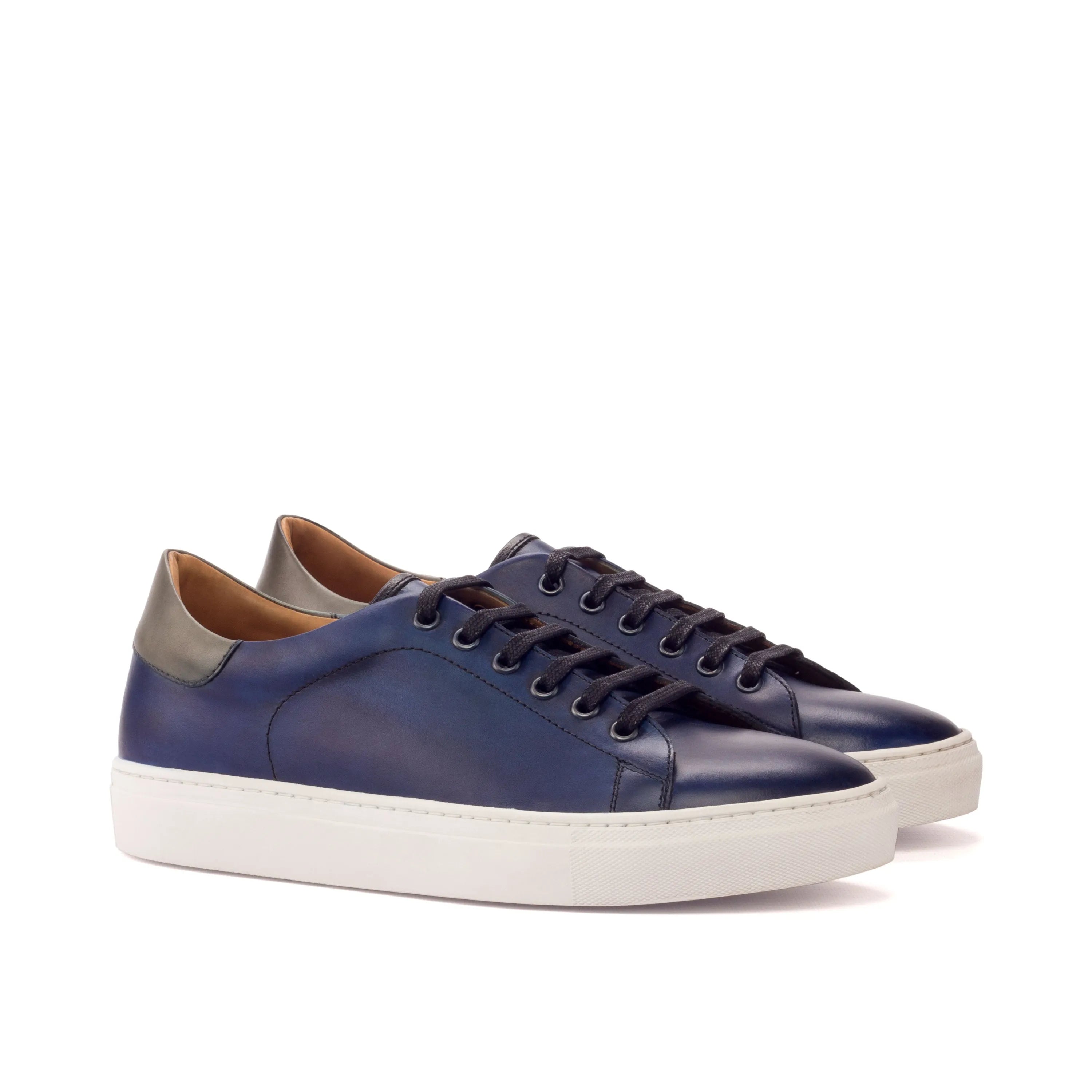 Pair of navy painted calf Zeloo Trainer Sneakers